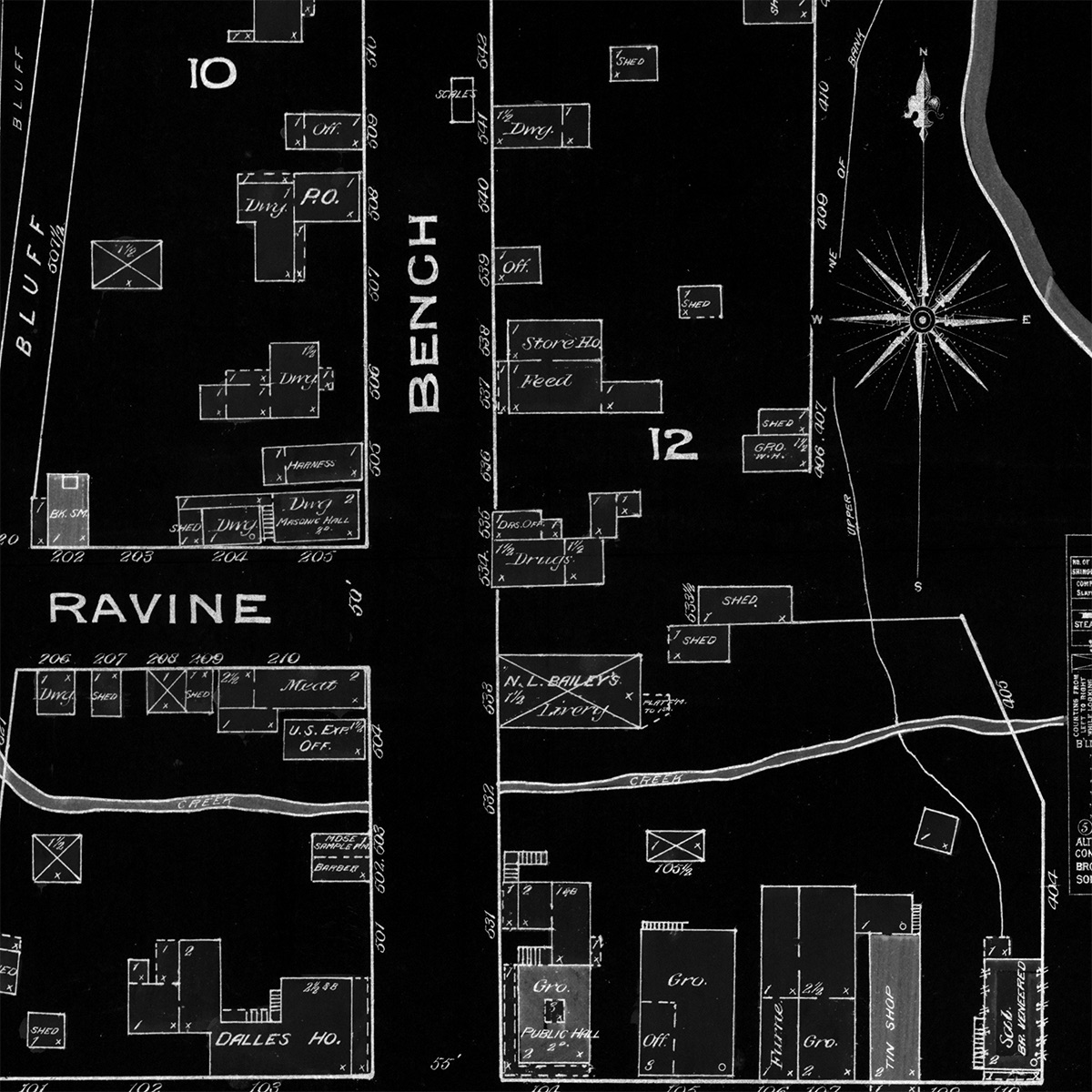 1885 Sanborn Fire Map of Taylors Falls, Minnesota.